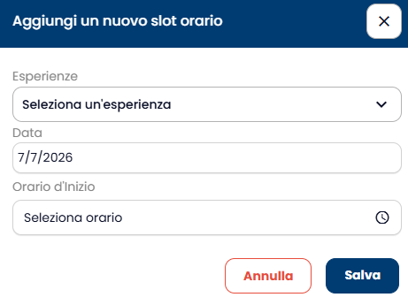 Crea un nuovo slot